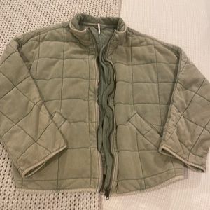 Free People Quilted Dolman Jacket, color sage/olive size Medium